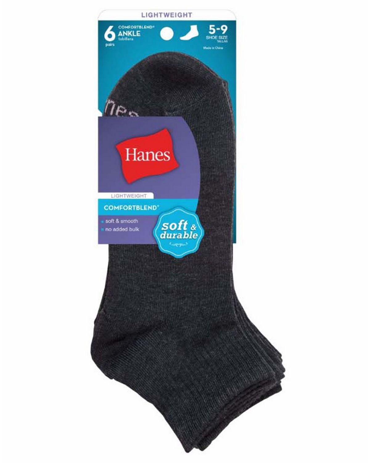 Hanes 858 Comfortblend Womens Ankle Socks 6Pack