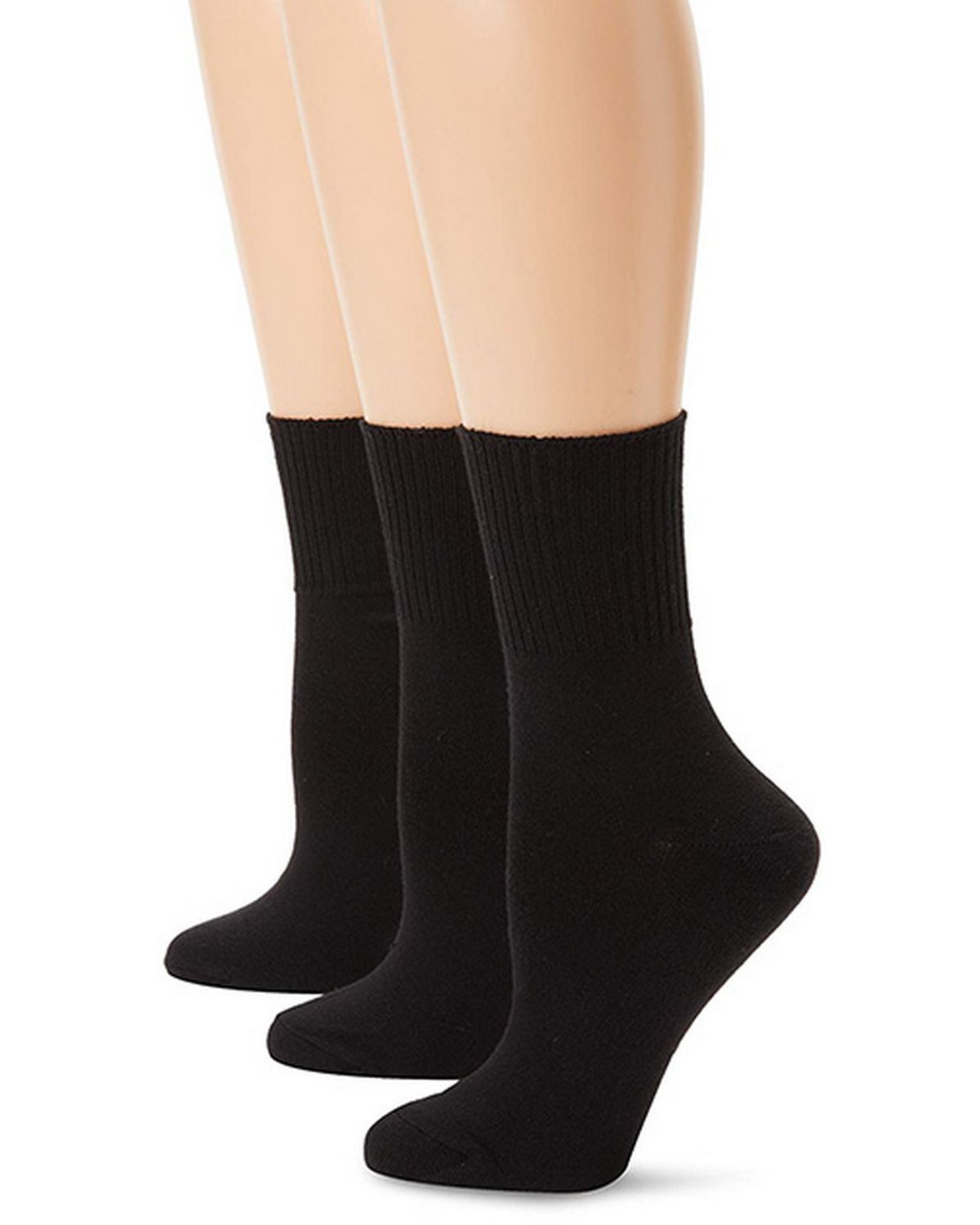 Hanes 871P3 Womens ComfortSoft Cuff Socks Extended Sizes 3-Pack