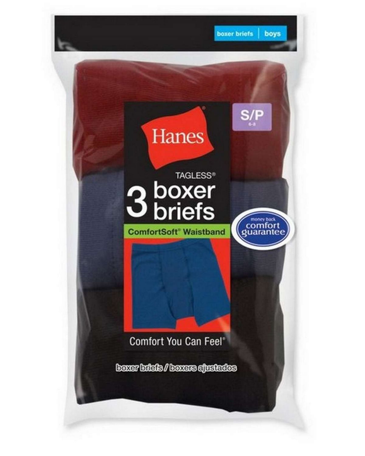 Hanes B755 Boys ComfortSoft Dyed Boxer Briefs (Pack of 3)