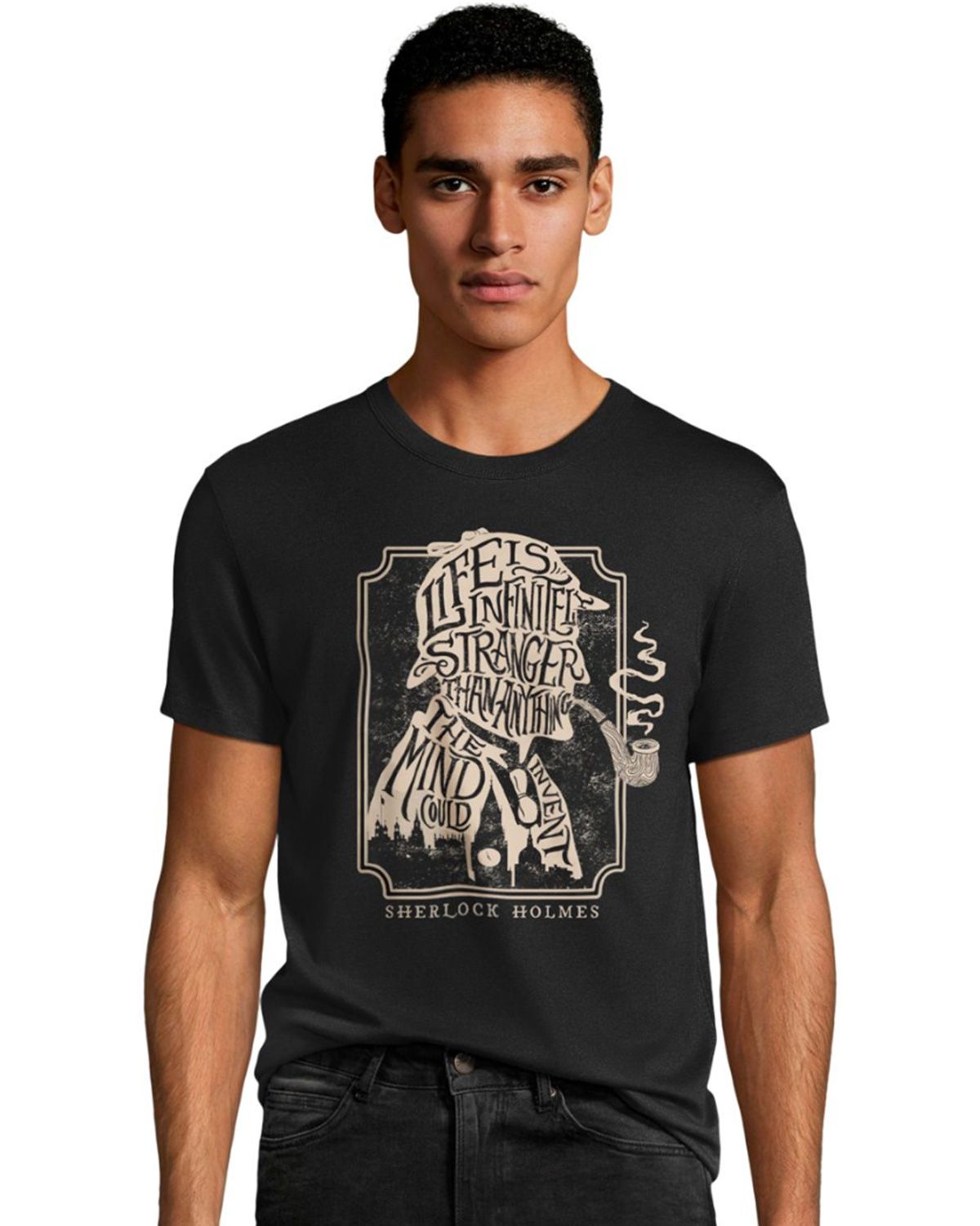 Hanes GT49Y07535 Haness Mens Sherlock Holmes Graphic Tee