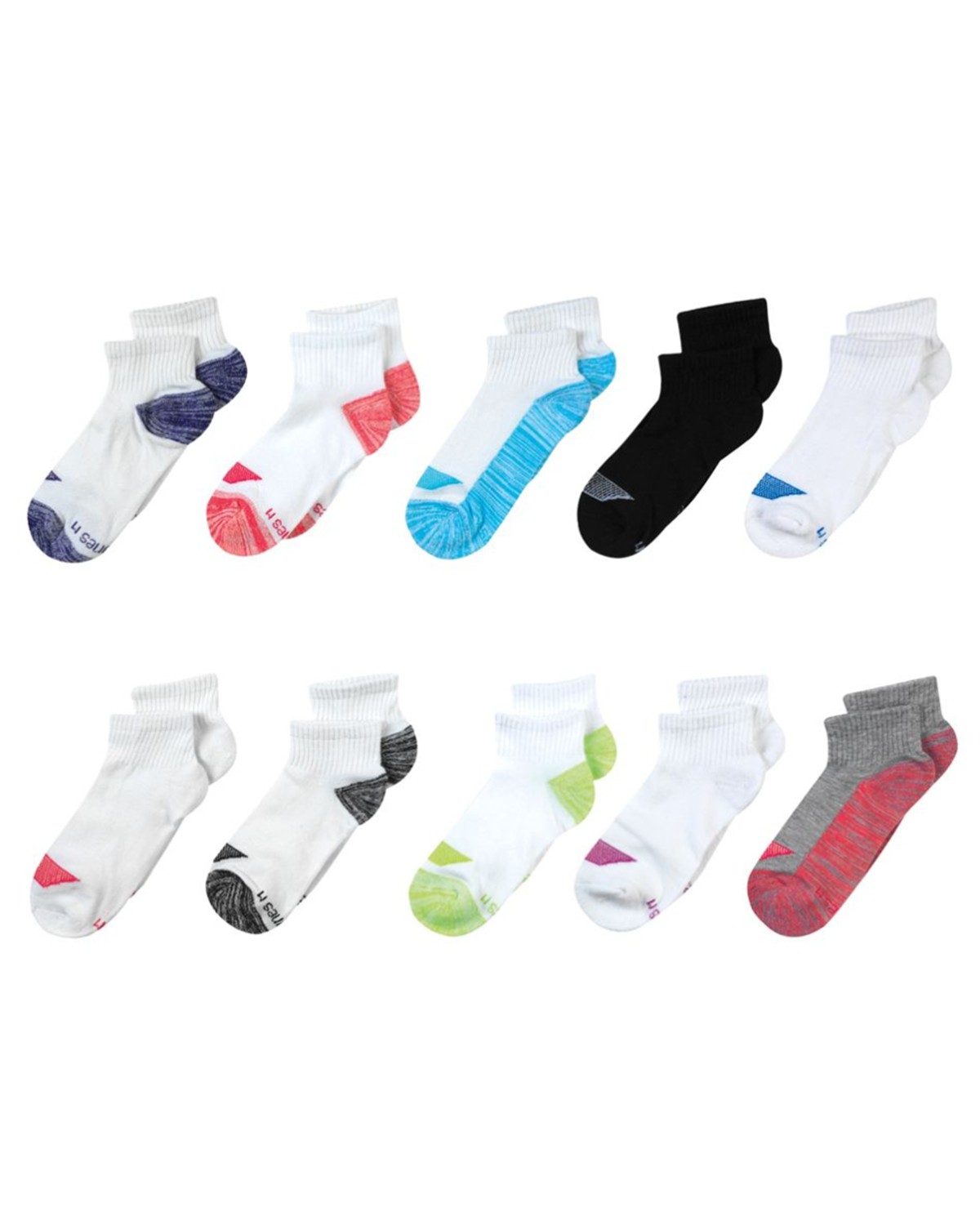 Hanes HGBA10 Girls' Cool Comfort Ankle Socks 10-Pack - Free Shipping ...