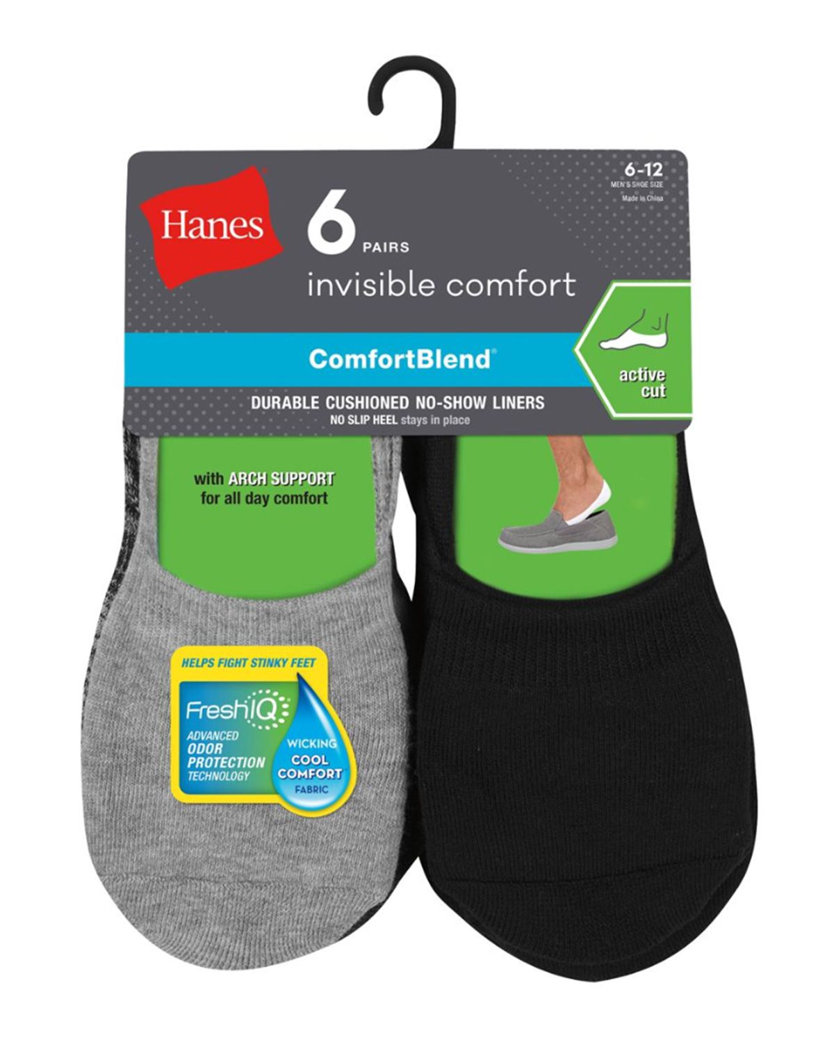 Hanes IC26 Hanes IC26 Men's ComfortBlend Cushioned NoShow Liner