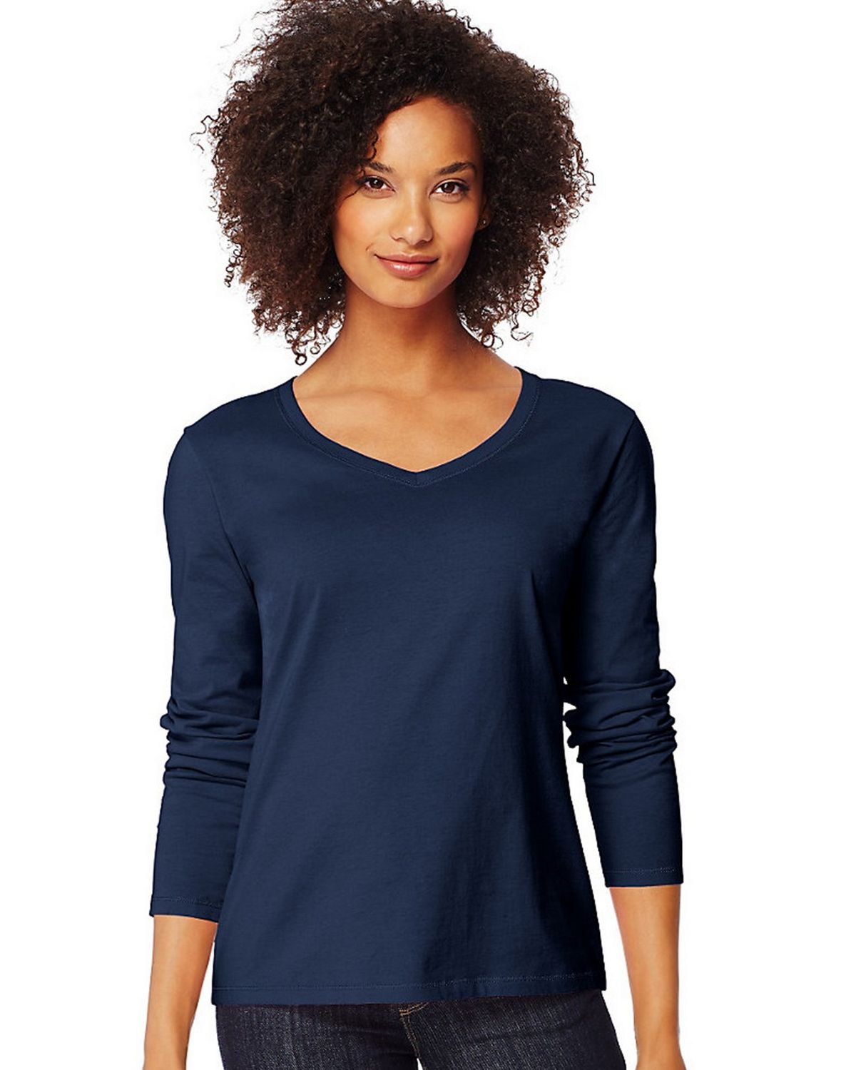 Hanes O9142 | Hanes O9142 Women's Long-Sleeve V-Neck T-Shirt