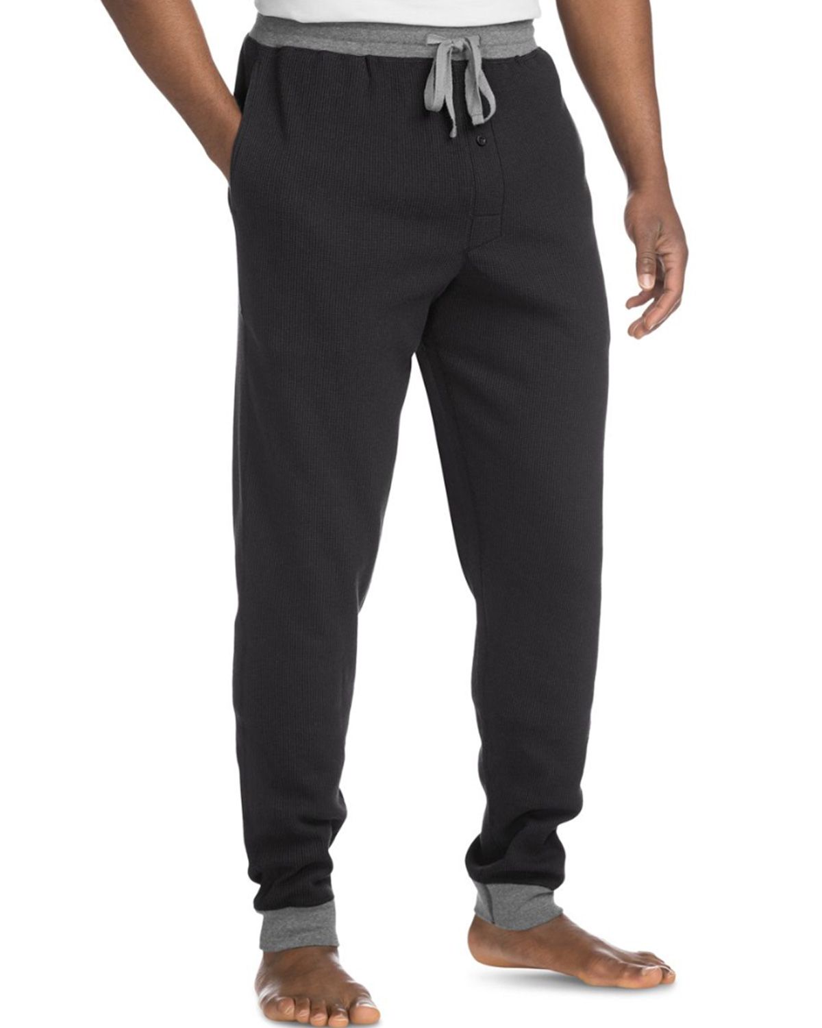 Hanes PC1027 Mens Thermal Waffle Knit Jogger Pants