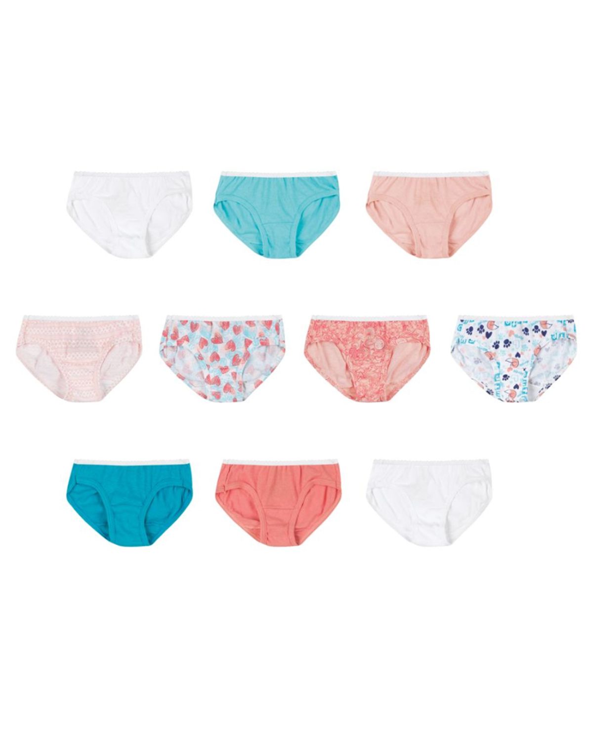 Hanes TP10HP Toddler Girls' Briefs Cotton Hipsters 10Pack