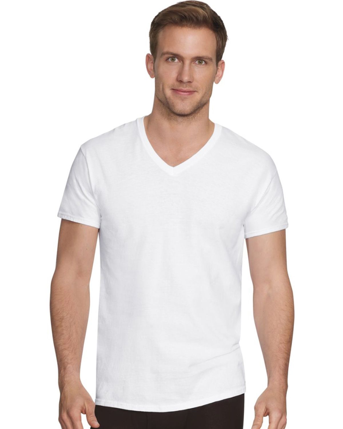 Hanes UFT2W4 Ultimate Mens Comfort Fit White V-Neck Undershirt 4-Pack