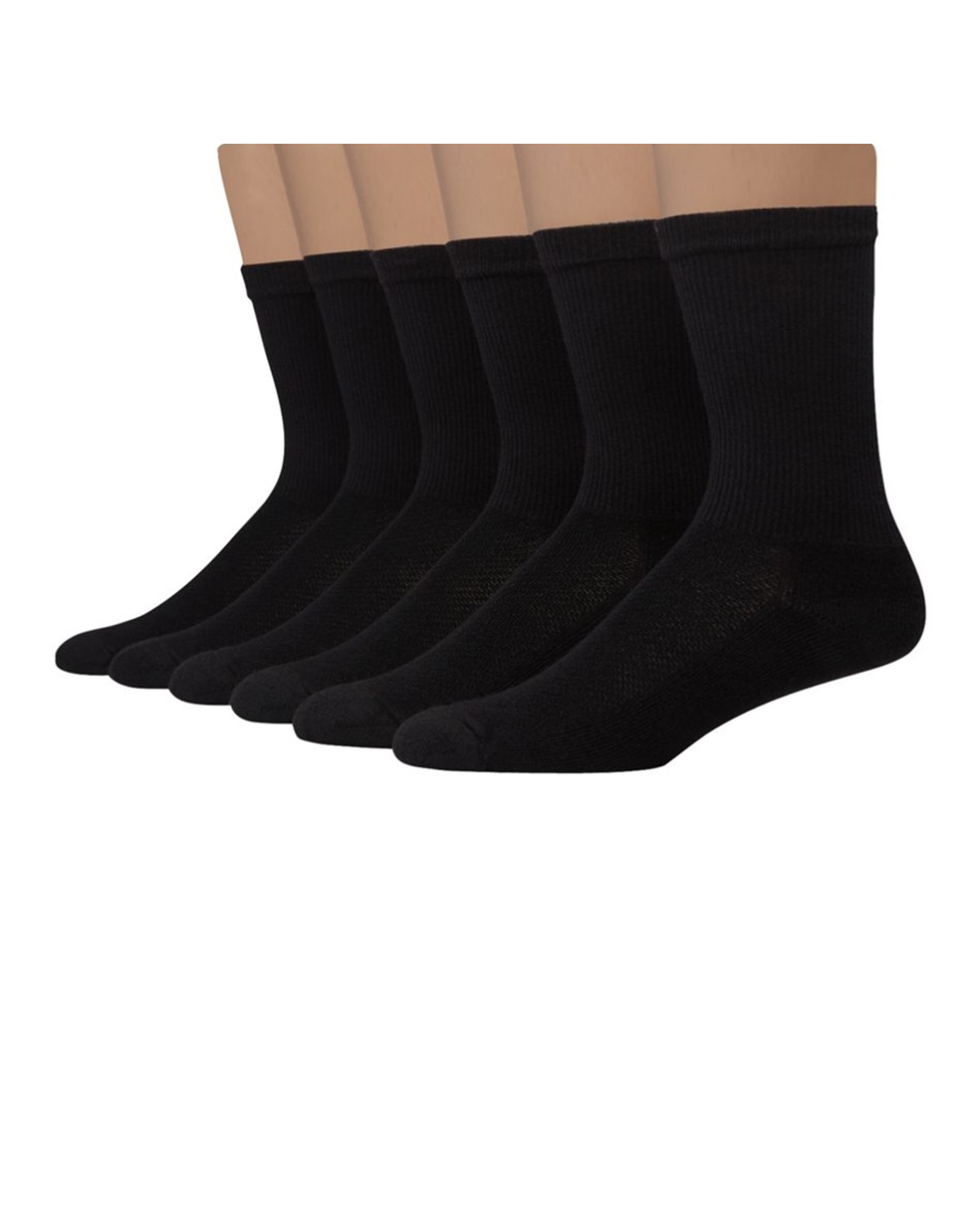 Hanes UL116 Ultimate Men's X-Temp FreshIQ Black Crew Socks 6-Pack ...