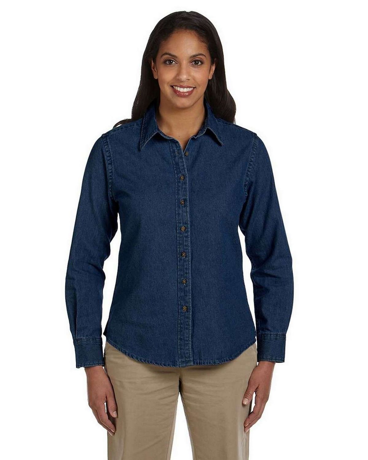 Harriton M550W | Harriton M550W Women's Long-Sleeve Denim Shirt