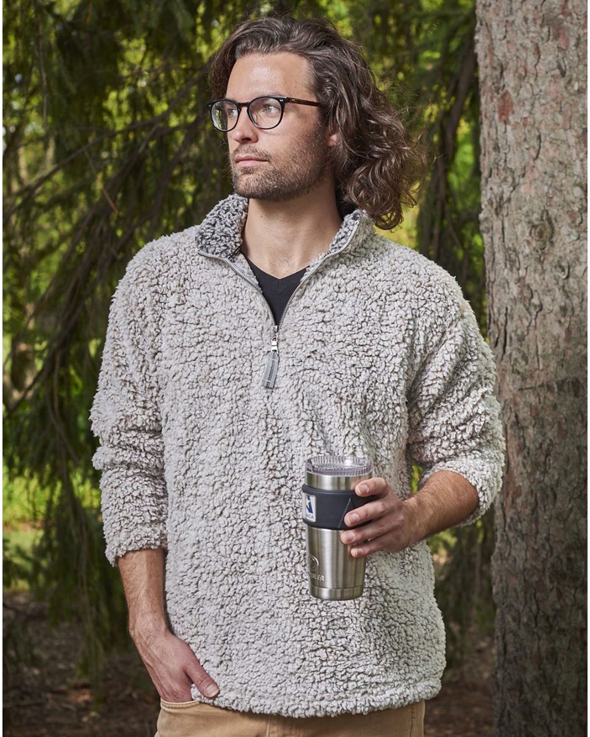 J America 8454 Men's Epic Sherpa Quarter-Zip J America 8454 Men's Epic Sherpa Quarter-Zip