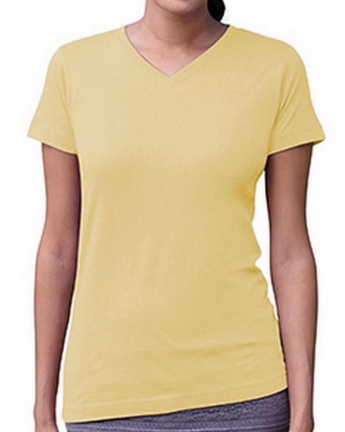 LAT 3507 Women's Fine Jersey V-Neck Longer Length T-Shirt