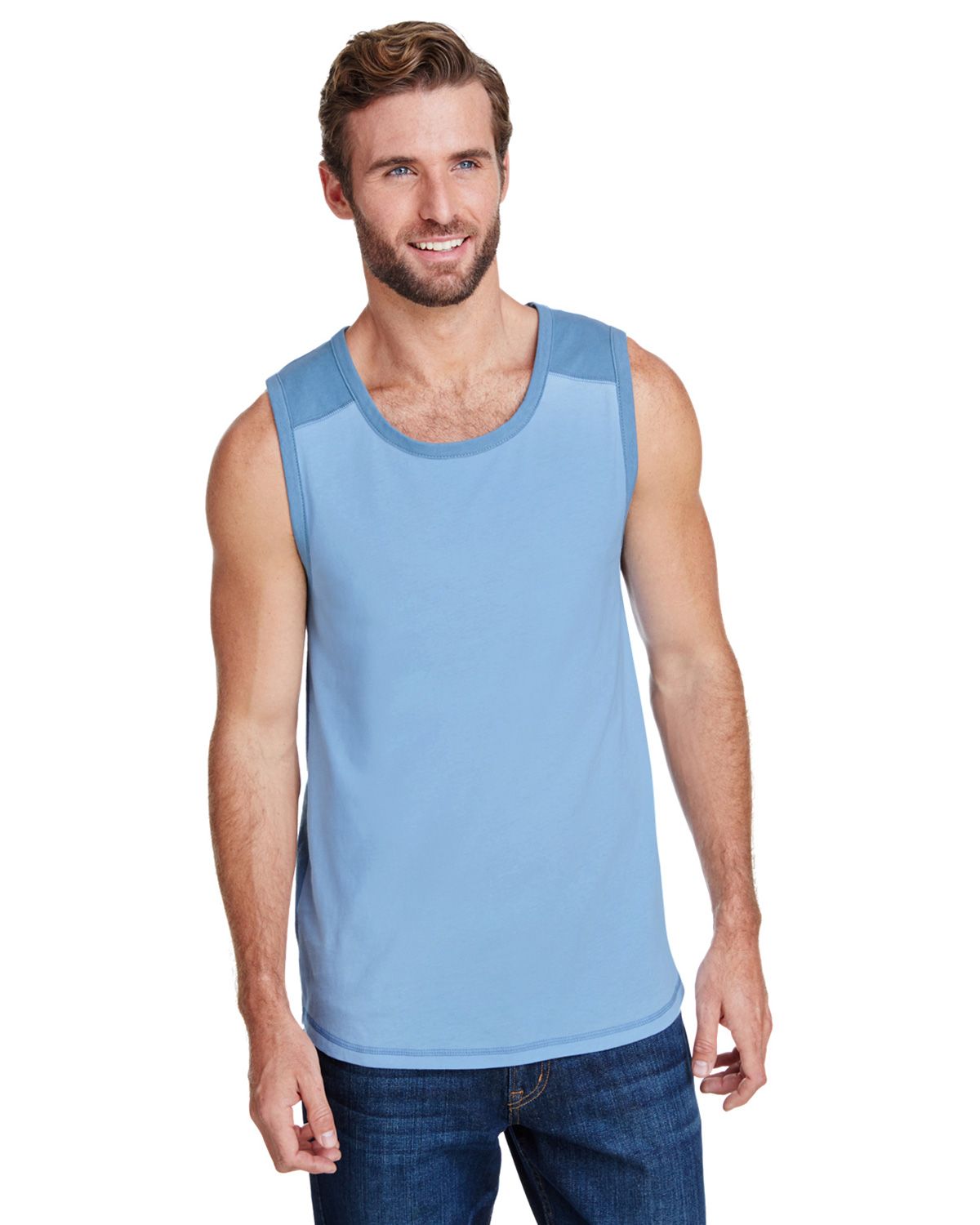 Lat 6919 Mens Contrast Back Fine Jersey Tank Top