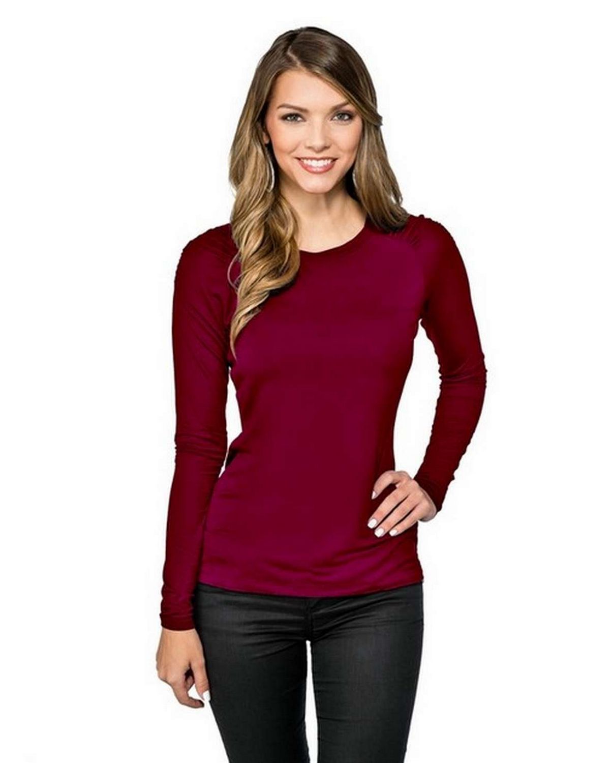 Lilac Bloom LB008 Colette Womens Crew Neck Top Ruching Along Top Sleeve