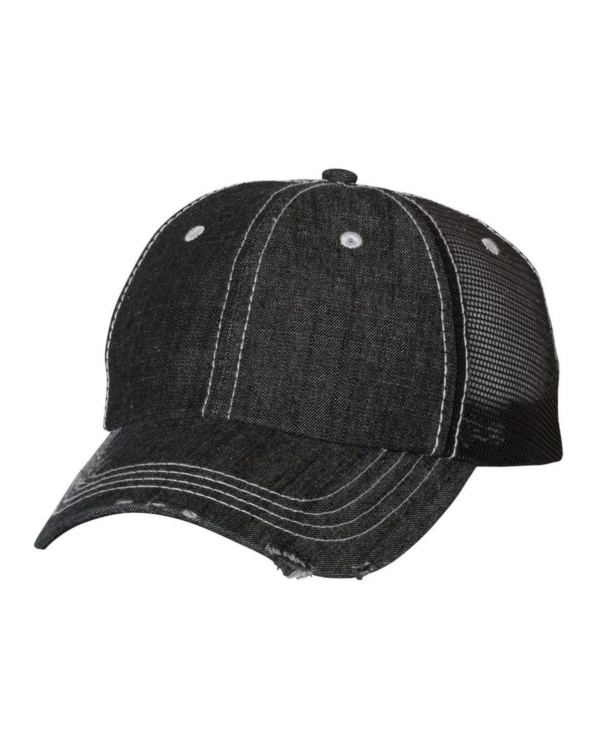 Mega Cap 6990B Herringbone Unstructured Contrast Stitch Trucker Cap