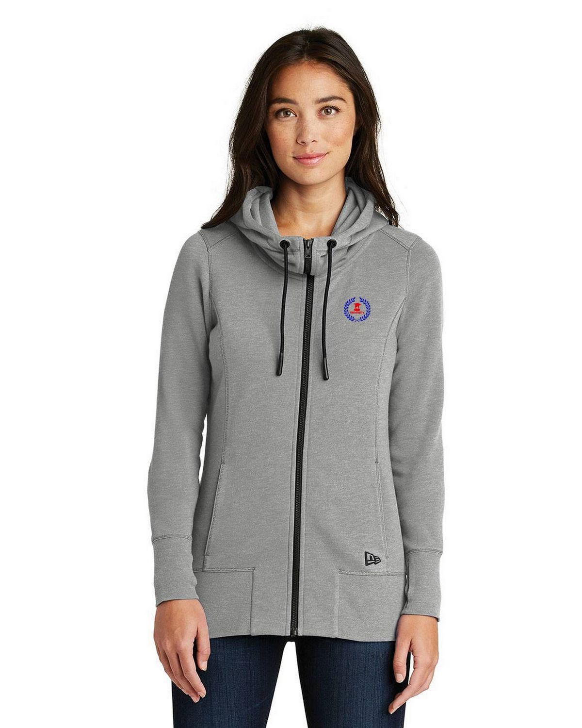 New Era Custom Logo Embroidered Full Zip Hoodie - For Women