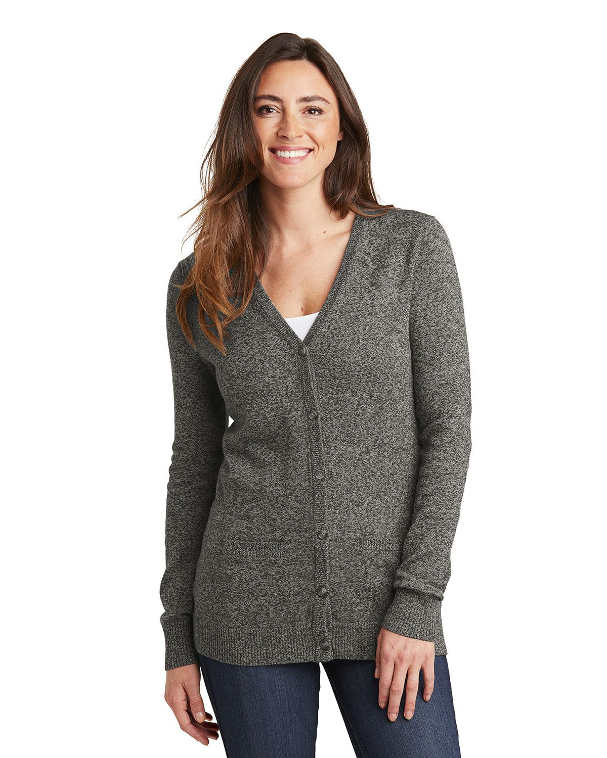 Port Authority LSW415 Ladies Marled Cardigan Sweater