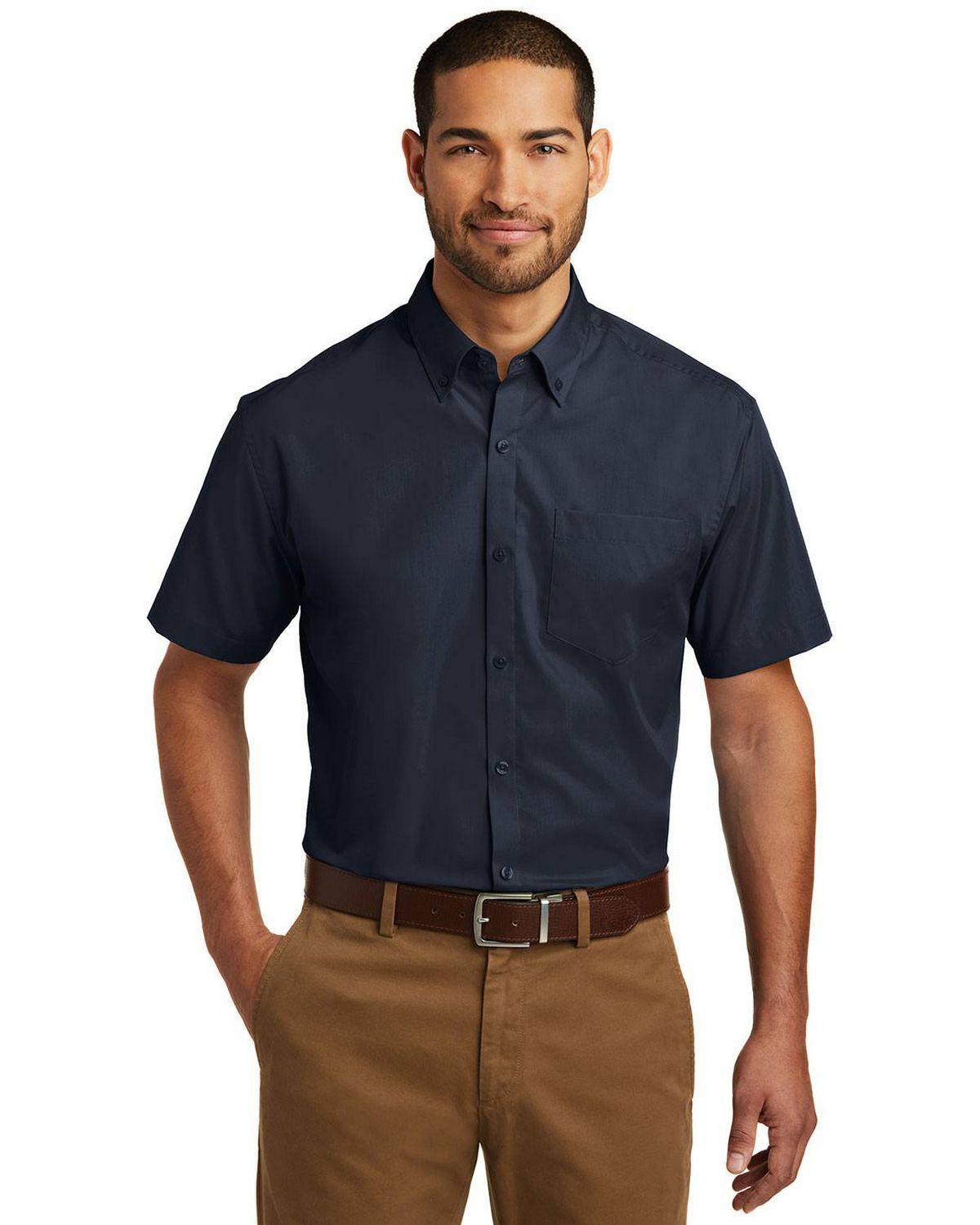 Port Authority W101 Mens Short Sleeve Carefree Poplin Shirt