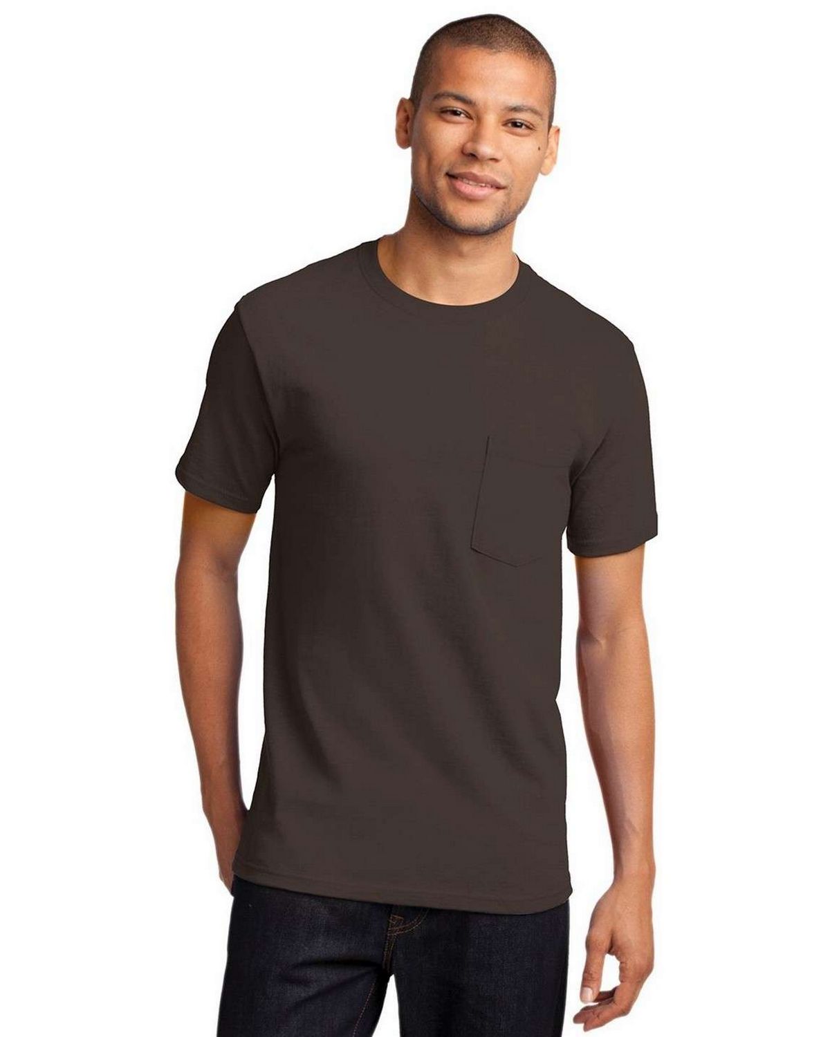【2plan】Poten Basic Pocket Shirt Port & Company Cotton Short-Sleeve T-Shirt with Pocket
