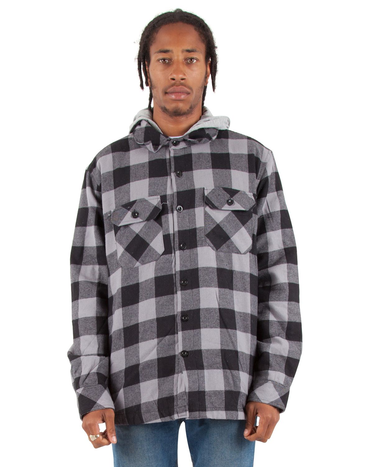 Shaka Wear SHFJ | Shaka Wear SHFJ Adult Hooded Flannel Jacket