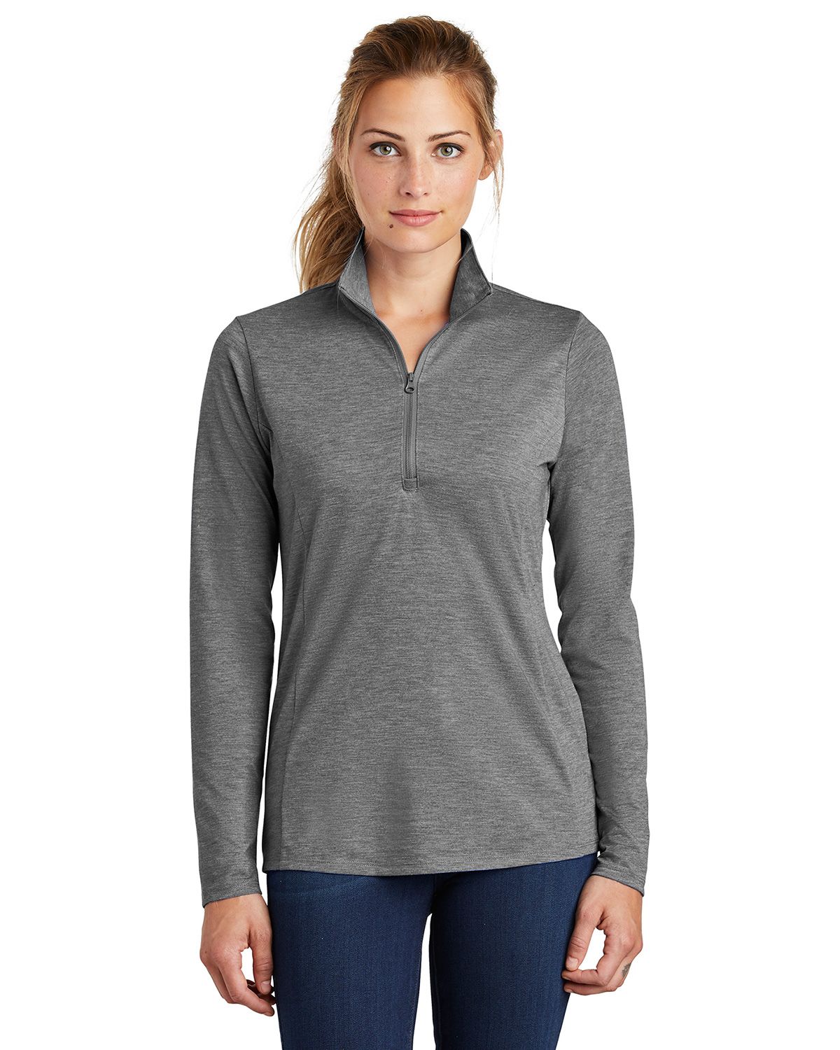 Sport-Tek LST407 Ladies PosiCharge Tri-Blend Wicking 1/4-Zip Pullover