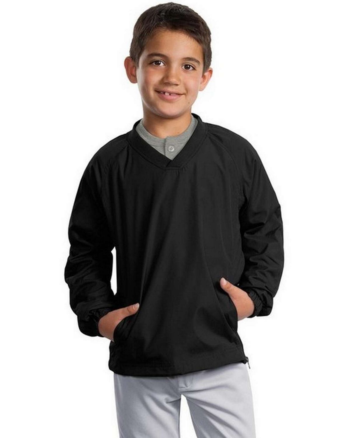 SportTek YST72 SportTek YST72 Youth VNeck Raglan Wind Shirt