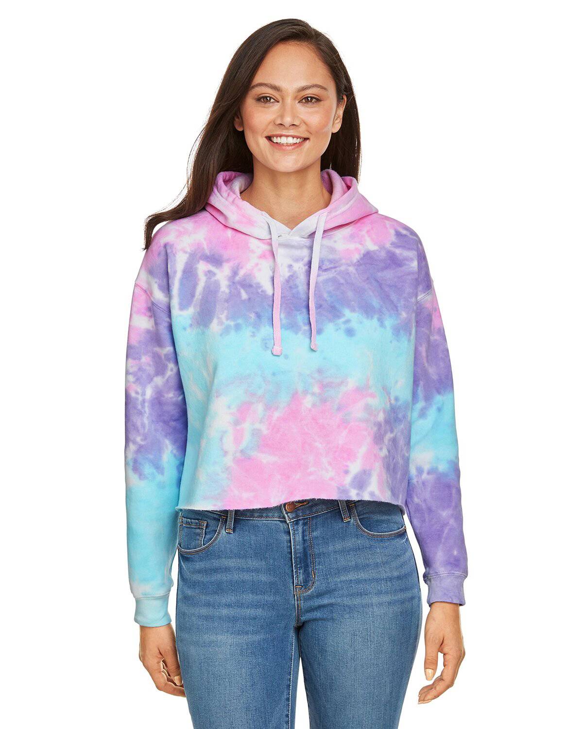 Tie-Dye CD8333 Ladies Cropped Hooded Sweatshirt - Free Shipping Available