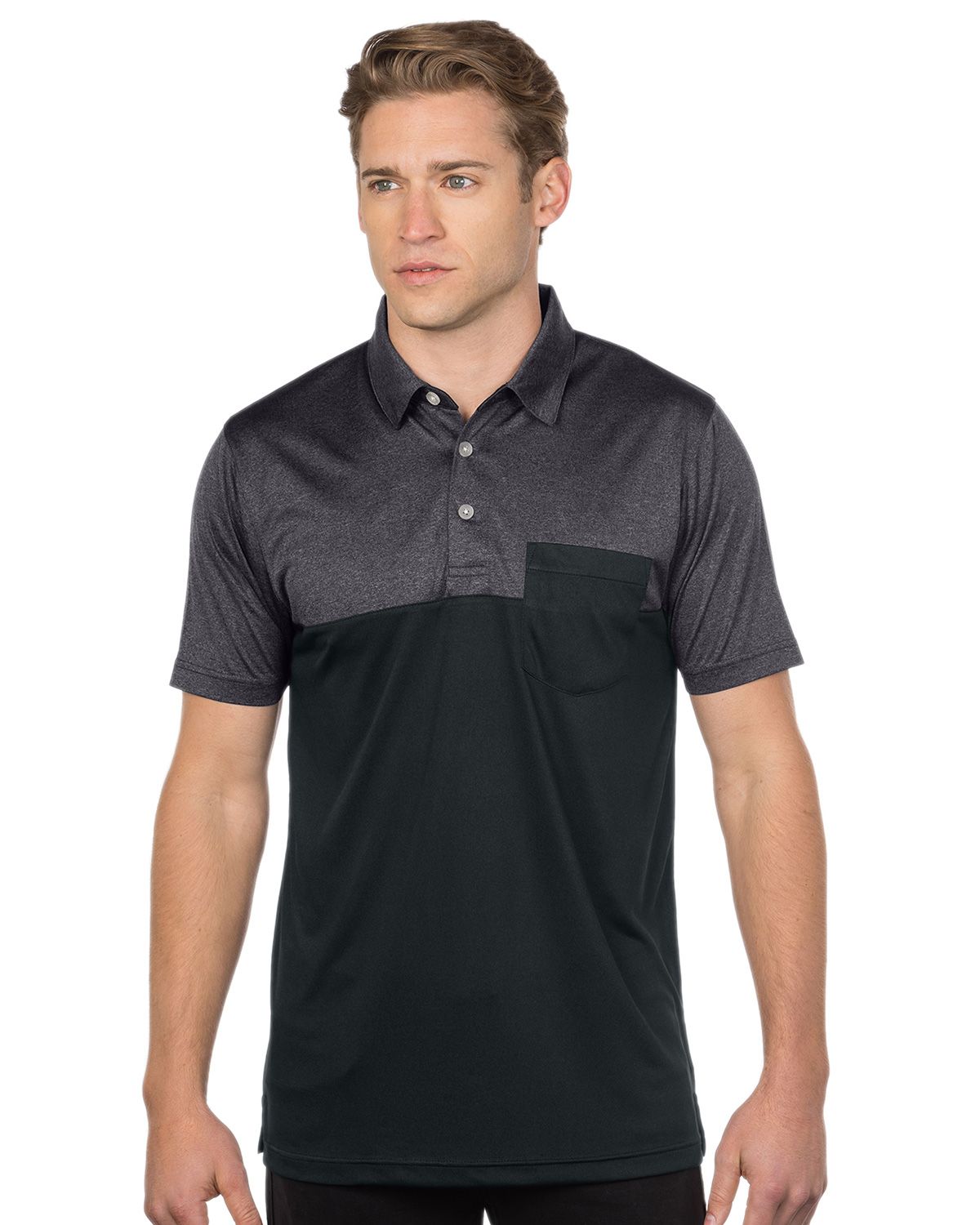 Tri-Mountain Gold K211 Mens Pocketed Colorblock Polo