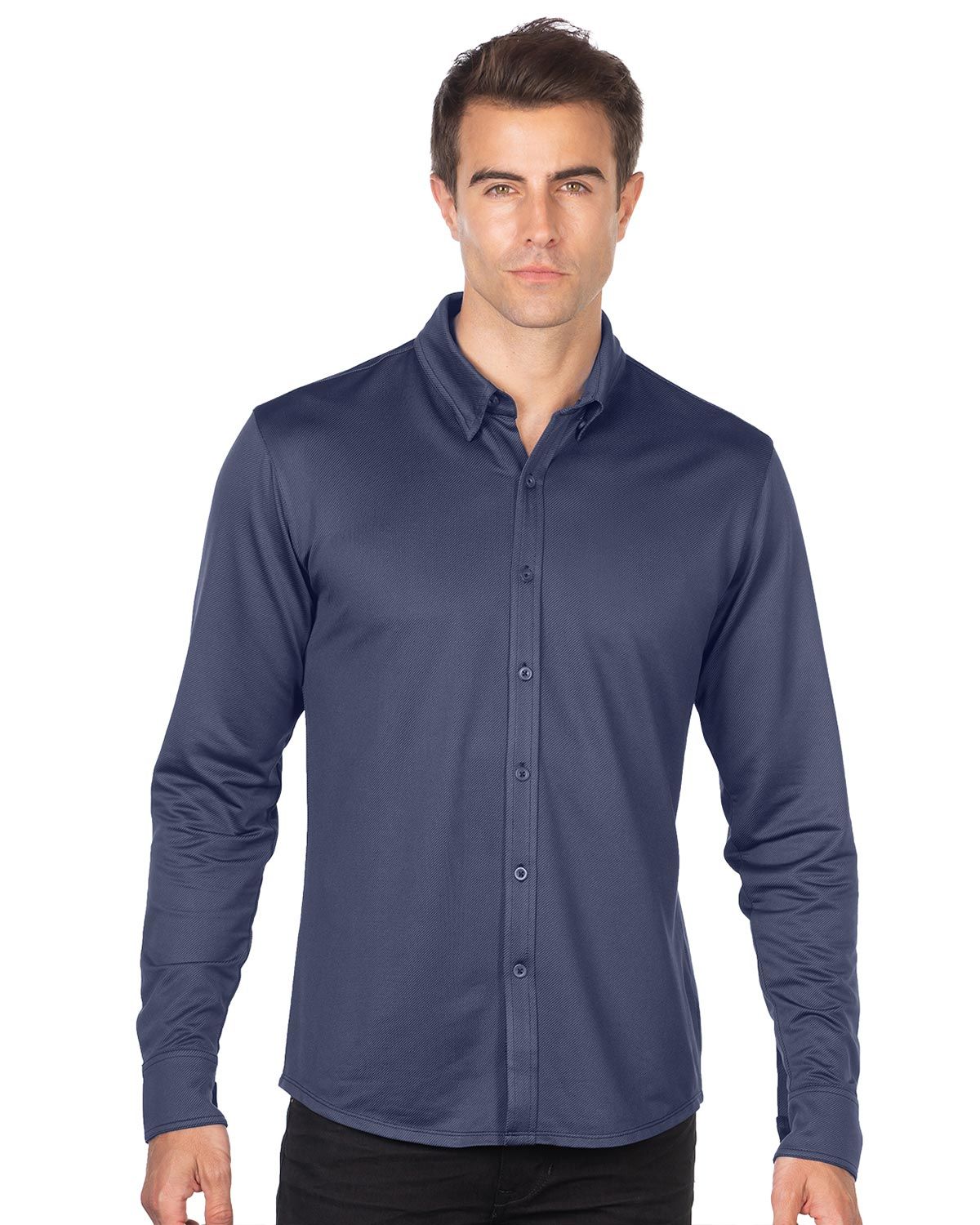 Tri-Mountain Gold K519 Men’s Knit Jacquard Button-Down Shirt