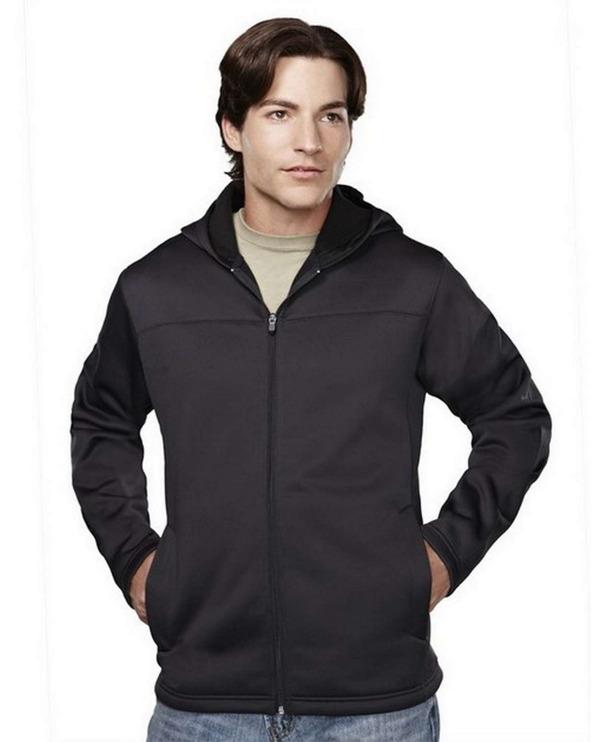 Tri-Mountain 7338 Men's 100% polyester mesh fleece hooded jacket