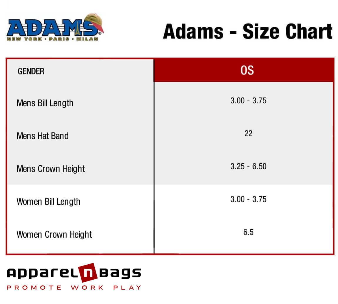 Adams Size Chart Apparelnbags Com