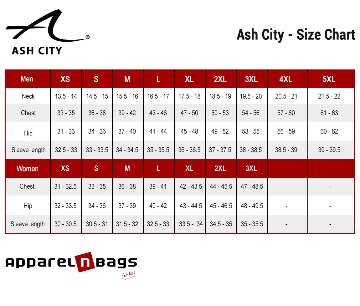 Ash City - Size Chart