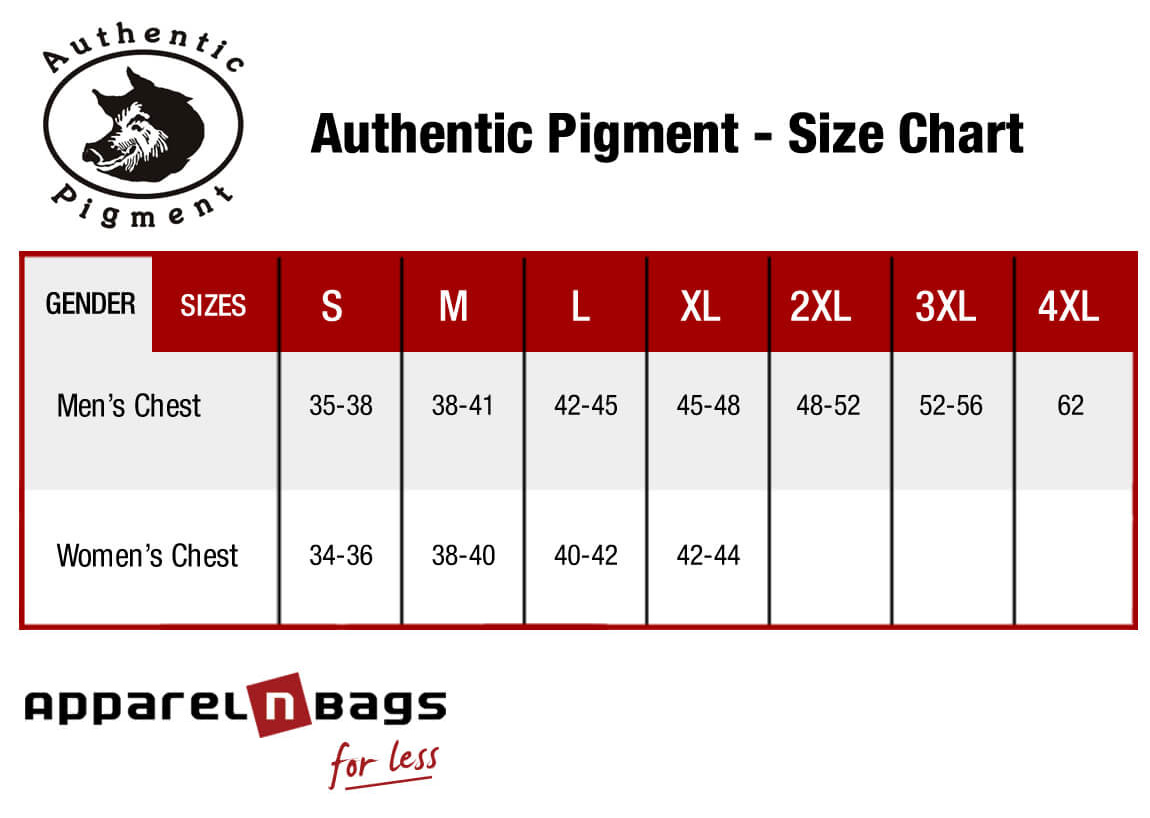Authentic Pigment - Size Chart