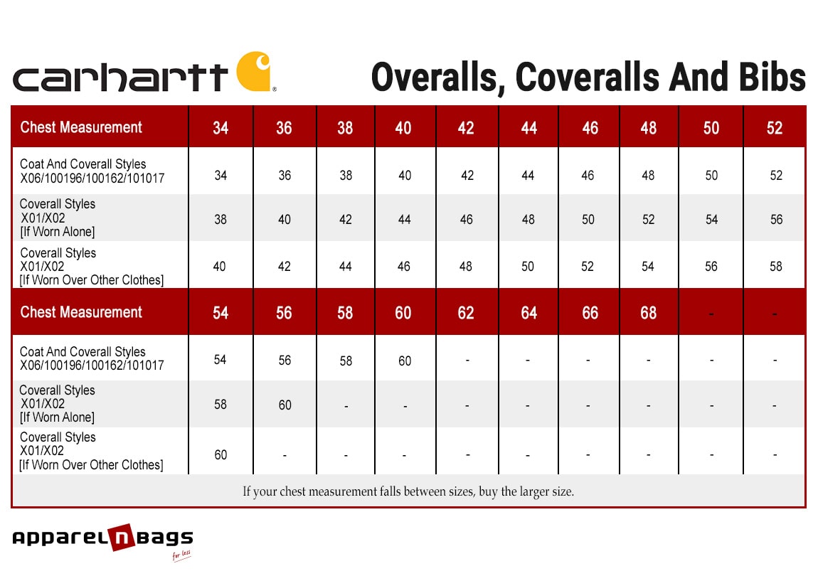 Carhartt 2025 overall sizing