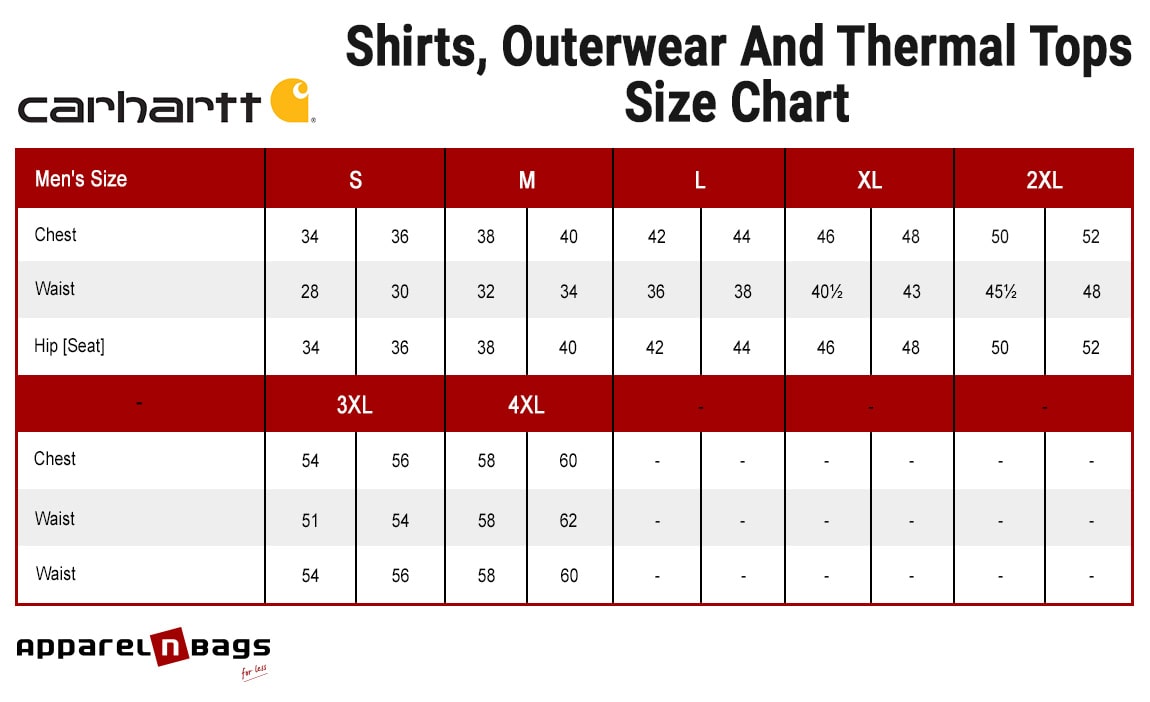 Carhartt pants size store chart