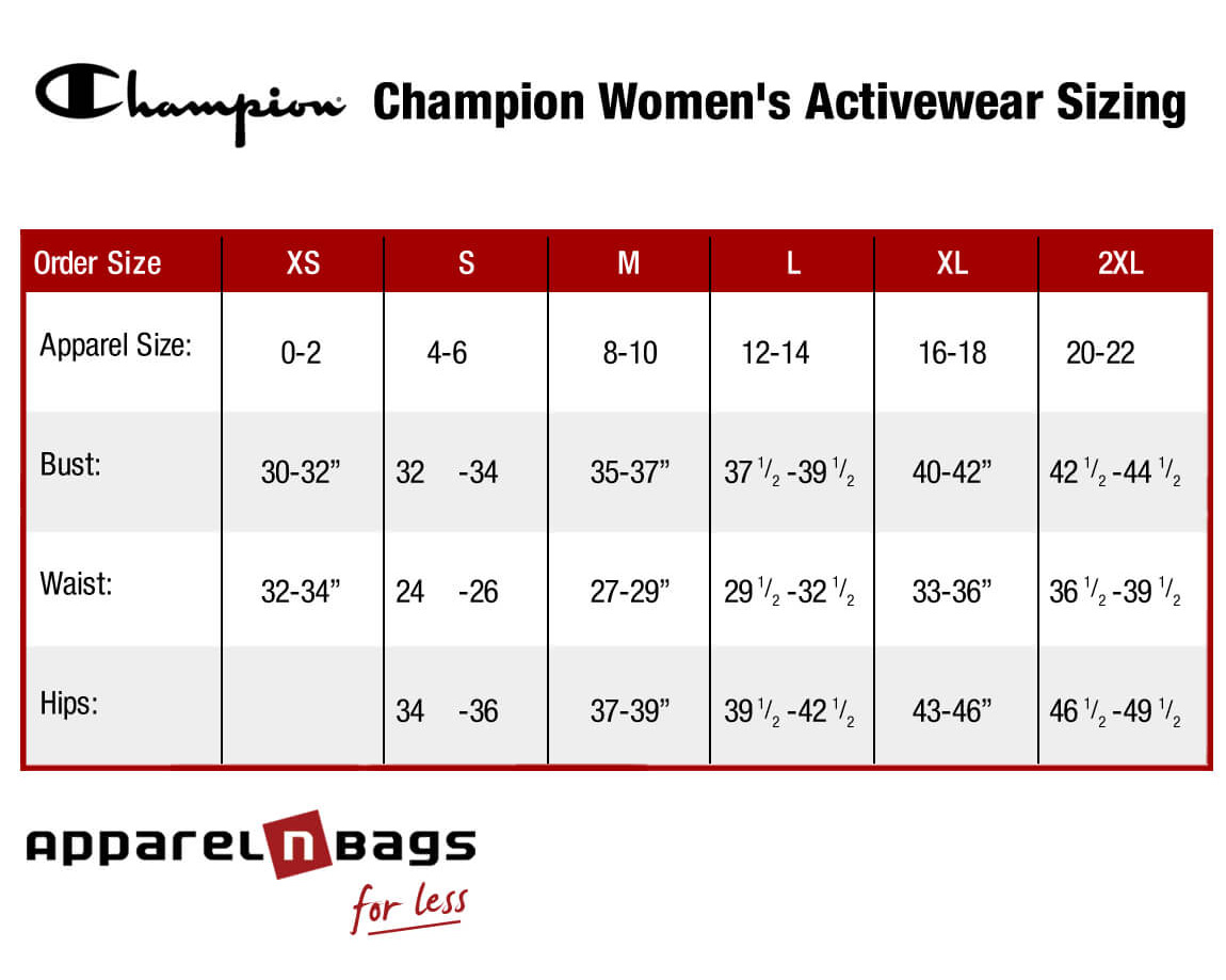 Champion - Size Chart