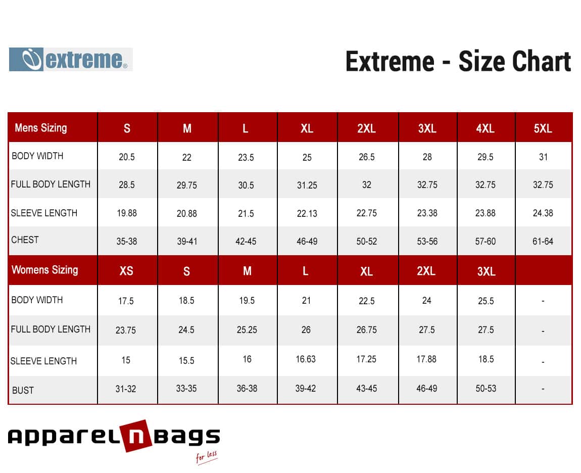 Extreme - Size Chart