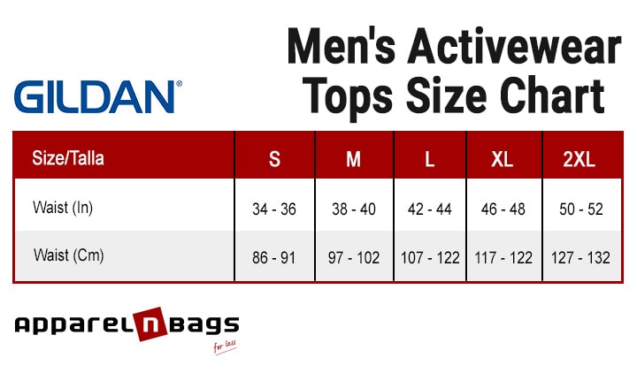 Gildan - Size Chart - Apparelnbags.Com
