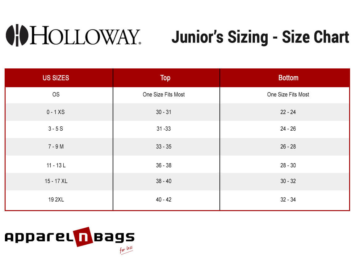 Holloway - Size Chart