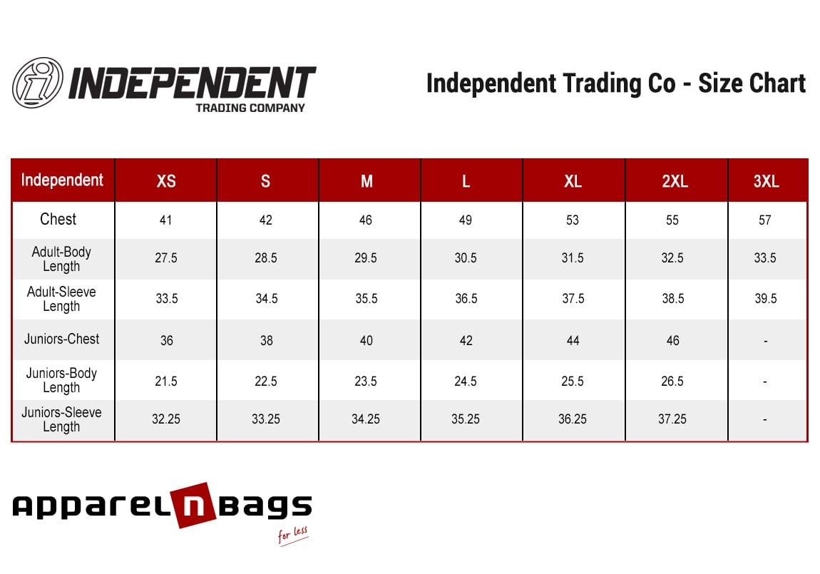 Independent Trading Co. - Size Chart
