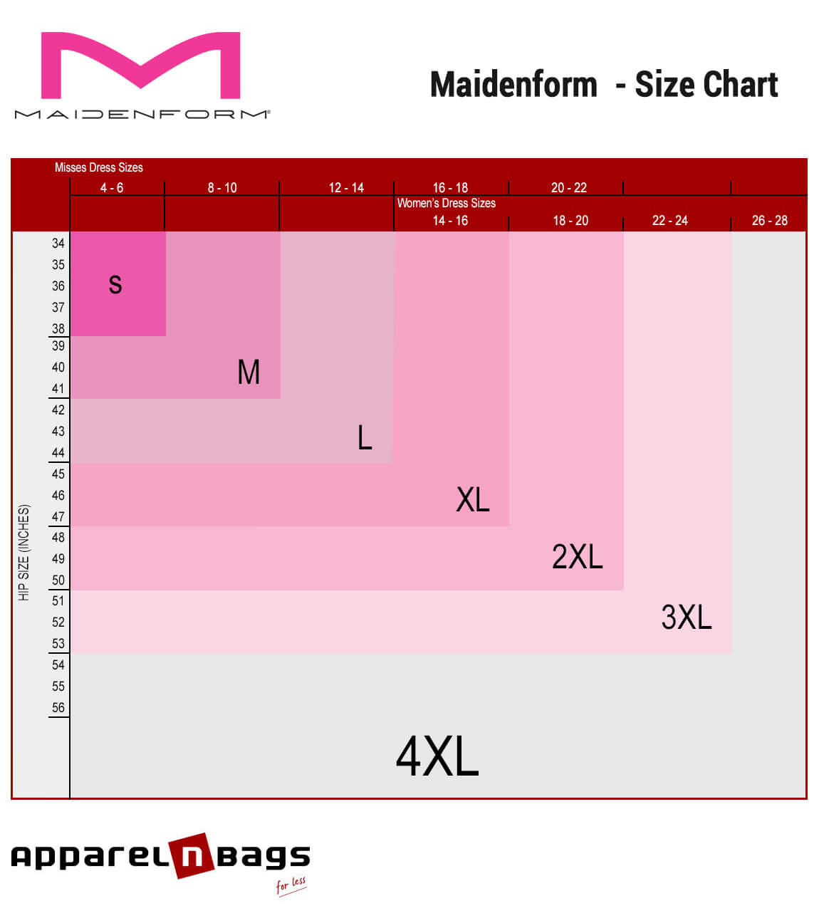 Maidenform - Size Chart