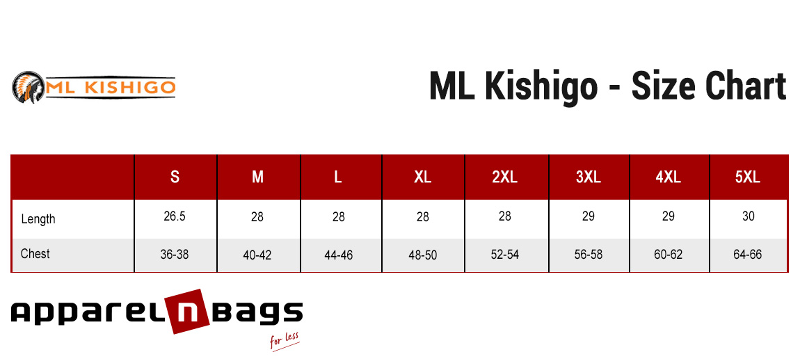 Kishigo - Size Chart