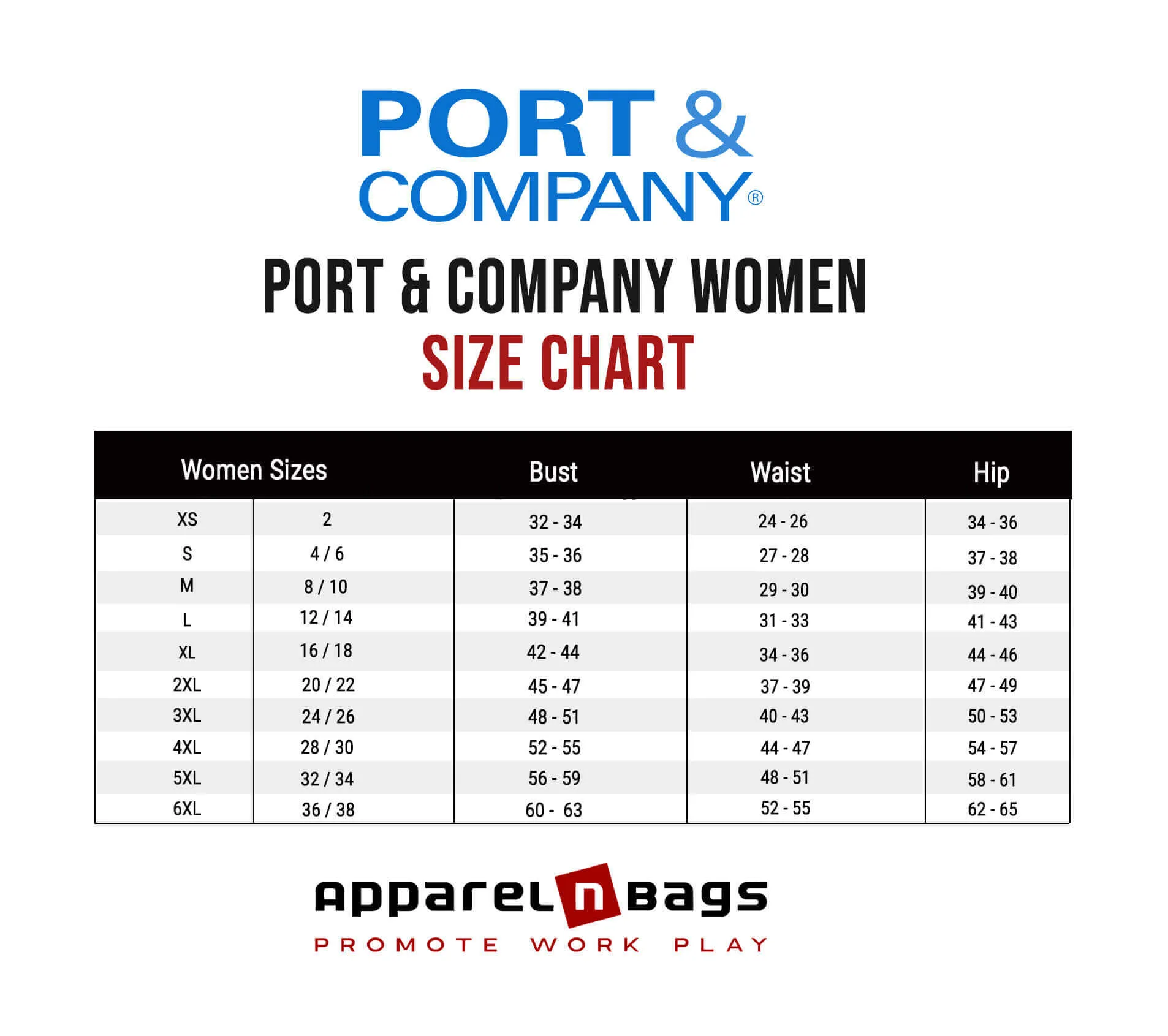 Port & Company - Size Chart 