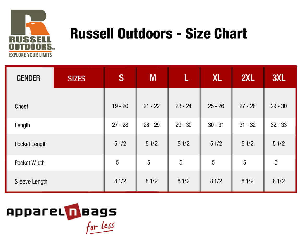 Russell Outdoors - Size Chart