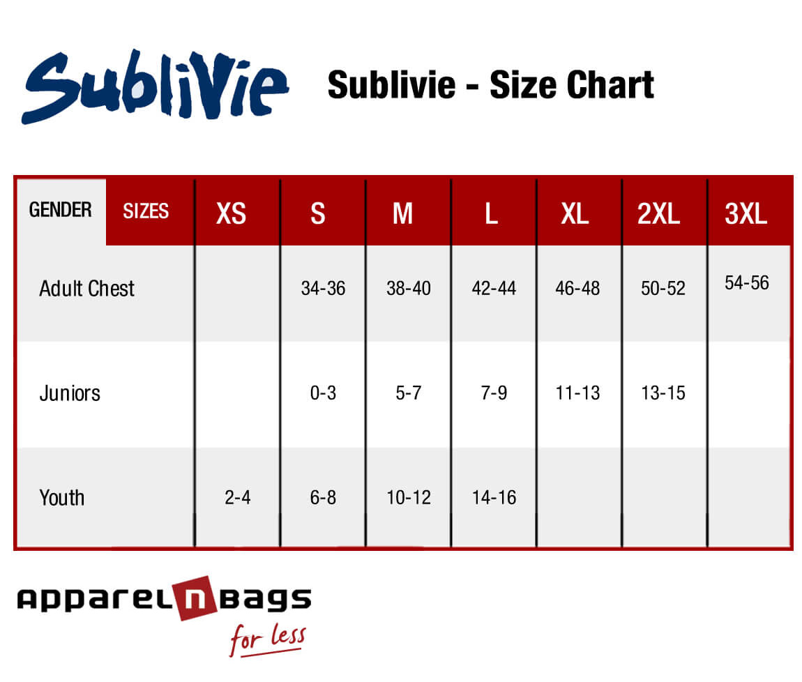 Sublivie - Size Chart