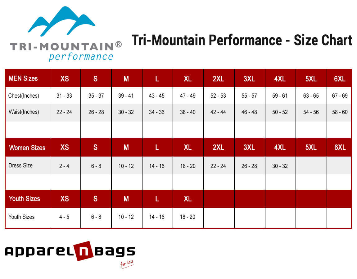 Tri-Mountain - Size Chart