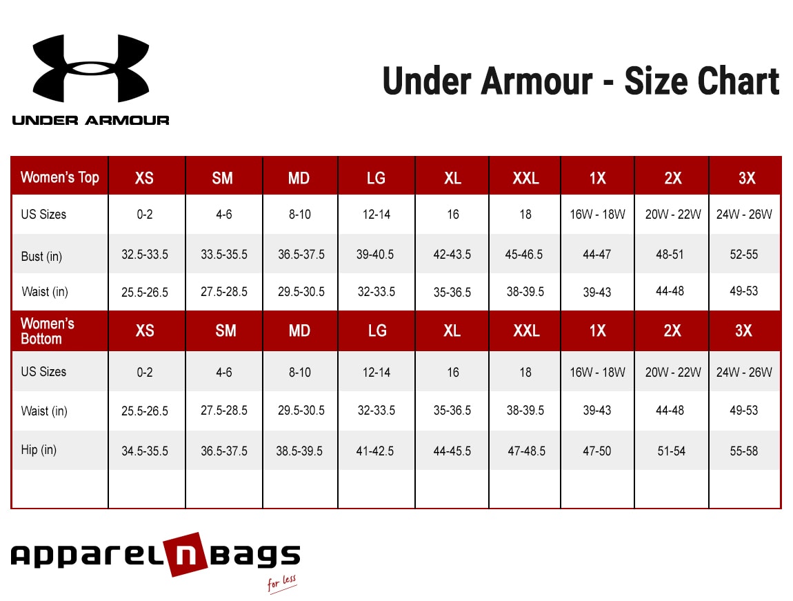 Under Armour Size Chart ApparelnBags