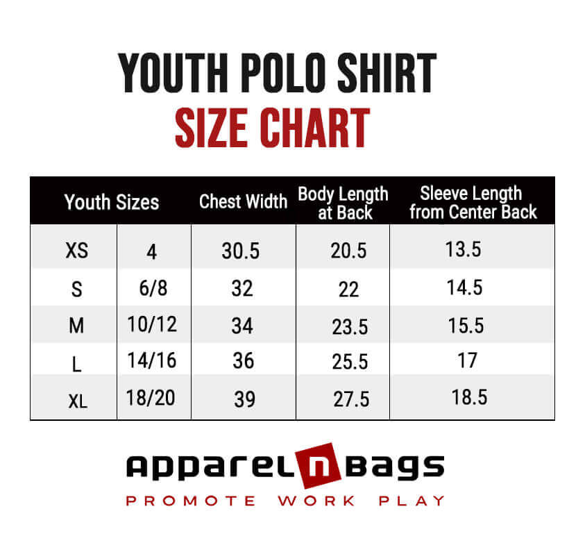 Youth Size Chart  Youth Clothing Size Chart at ApparelnBags