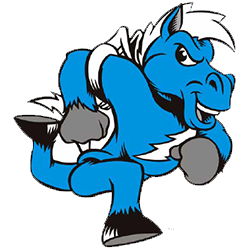 blue mascot horse creature
