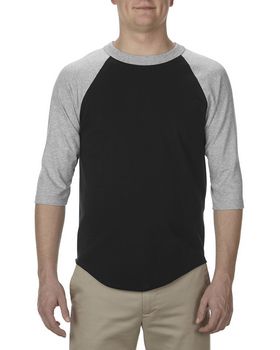 Alstyle AL1334 Adult 6.0 oz.; 100% Cotton 3/4 Raglan T-Shirt