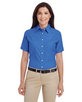 Harriton M600SW Women's Short-Sleeve Oxford with Stain-Release