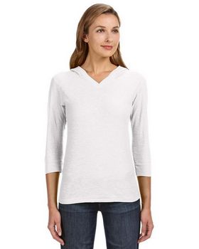 J America JA8153 Women's 3/4-Sleeve Hooded Slub T Shirt